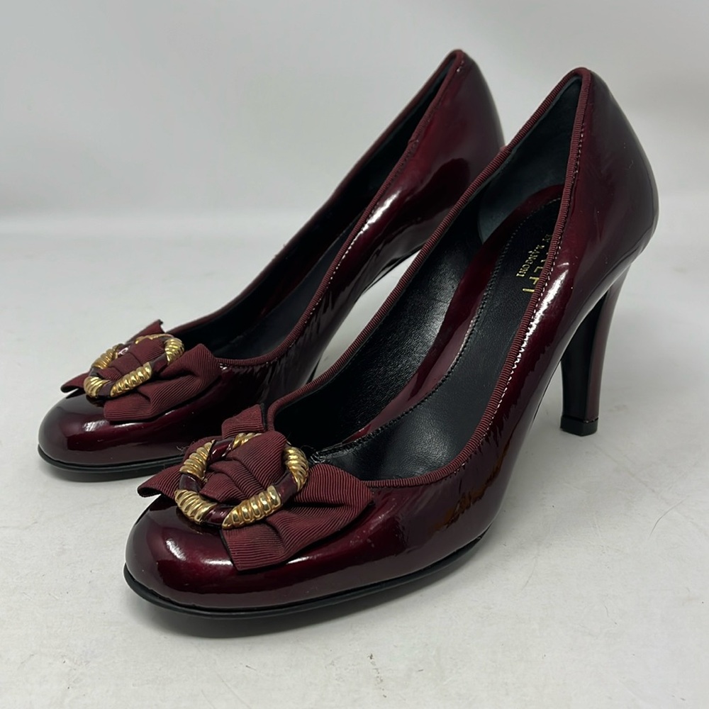 Amalfi Burgundy Heels with Gold Accent